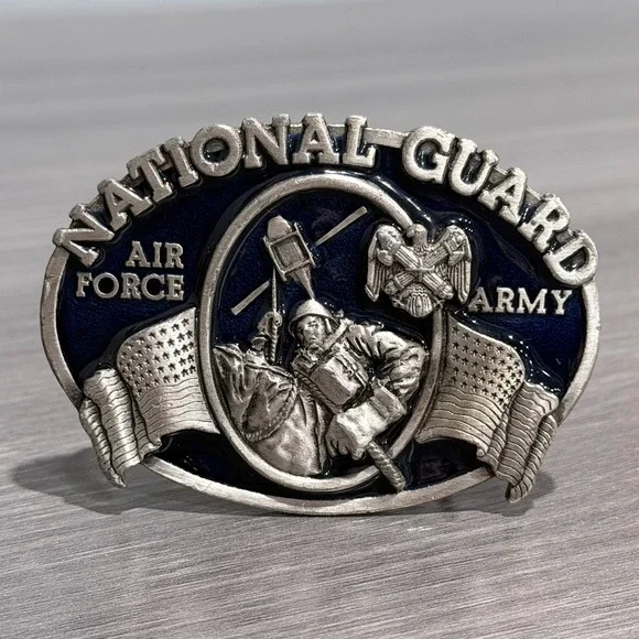 Vtg Bergamot Brass Works National Guard Air Force Army Belt Buckle N-132 1982