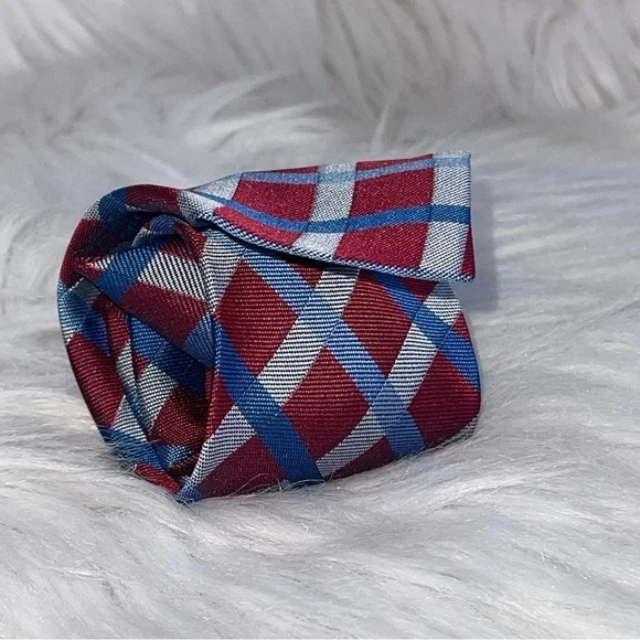 Unbranded Kids Clip On Tie Maroon & Blue Striped