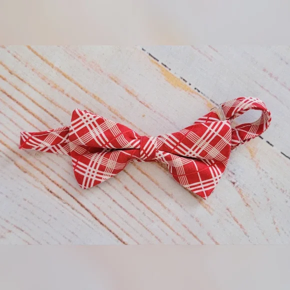 Trendy Ties Green Red Plaid Kids Bow Tie