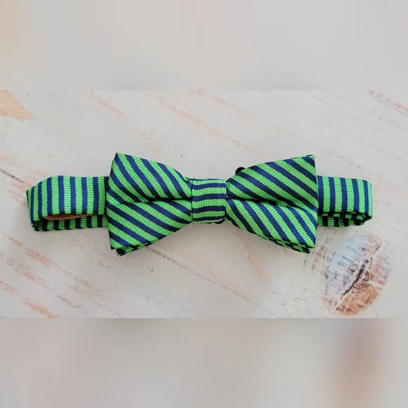 Taylor Joelle Green and Navy Striped Bow Tie