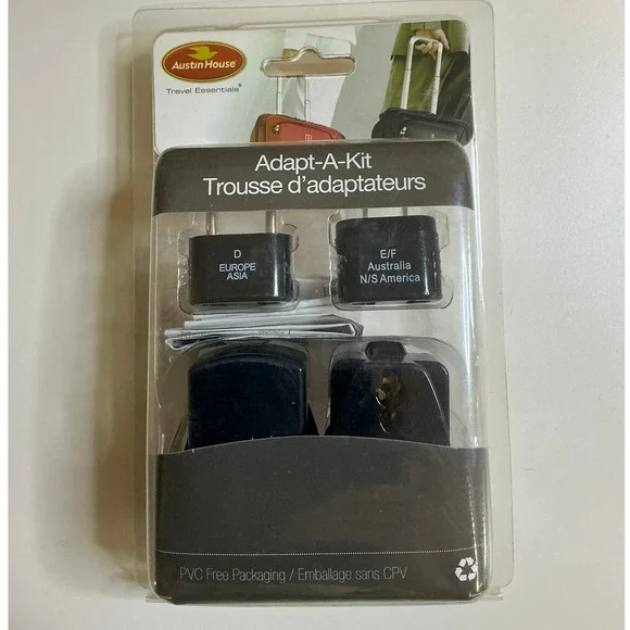 Austin House Travel Essentials Adapt A Kit‎ 4 Piece Universal Plug Adapter Set