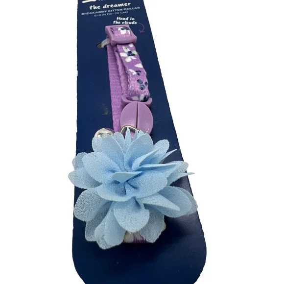 Youly Breakaway Kitten Collar the Dreamer Purple with Blue Flower - XS