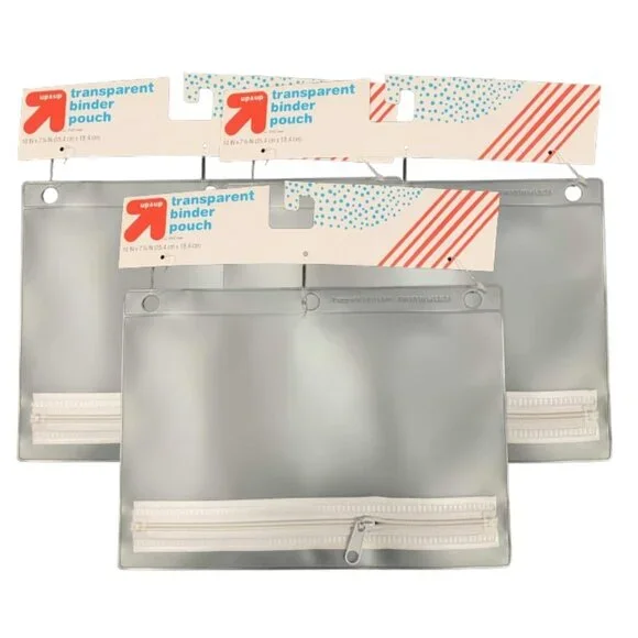 Up and Up Transparent Binder Pouch Clear 3pk