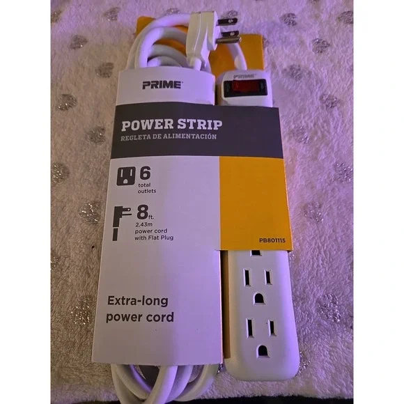 PB801115 6-Outlet Power Strip with 14-3 SJT 8-Feet Cord,White‎
