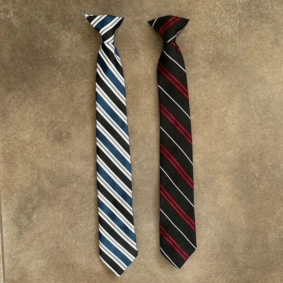Elegant Striped Ties Set - Blue/Black/Gray and Red/Black