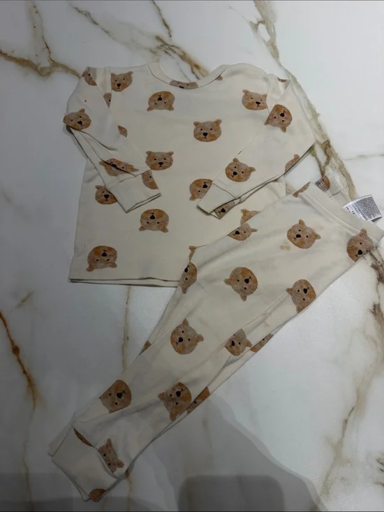 GAP Cream Bear Face Pajama Set 18-24mths