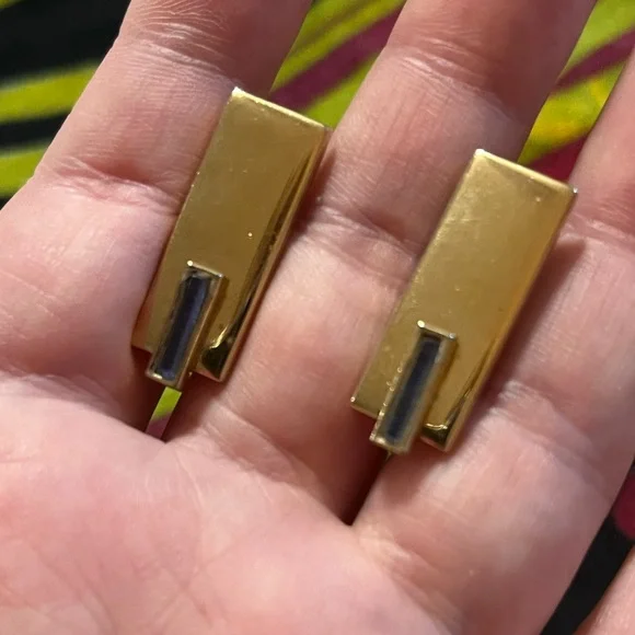 VTG Ansom Signed Art Deco Men’s Gold Tone Metal Costume Jewelry Cuff Links