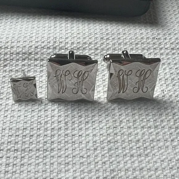 Anson “WH” Engraved Cuff Links and Tie Tack