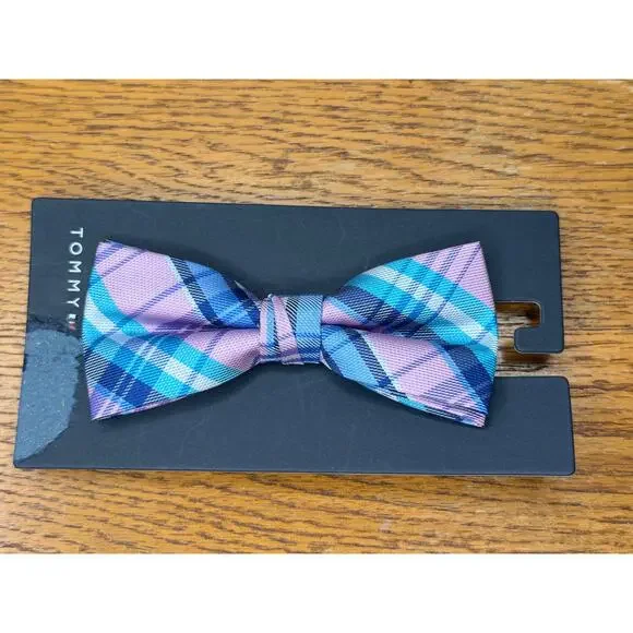Tommy Hilfiger Kids Plaid Bow Tie Preppy Neckwear pink & blue Adjustable NWT