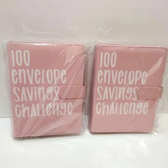 2 pack 100 Envelope Challenge Binder Save $5050 Goals 100 Day Savings Pink
