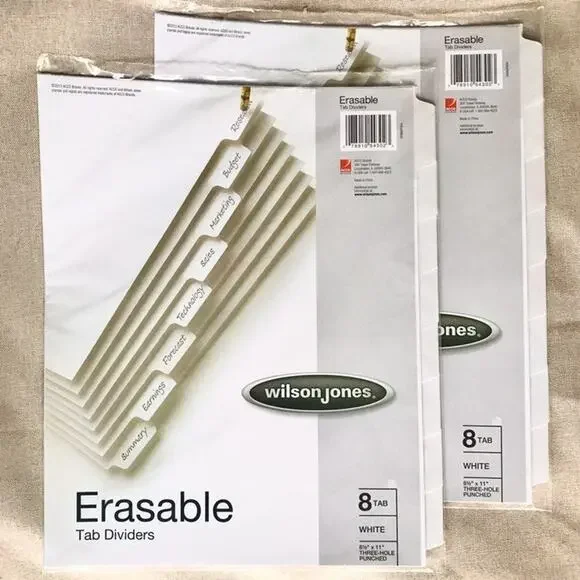 8-Tab Dividers Erasable - 2 Pack