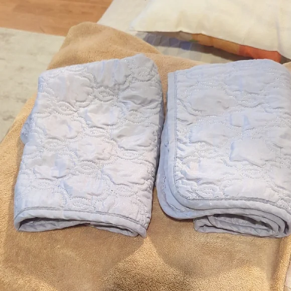 Set Of Two Vintage Quilted Pillow Shams. Soft Gray