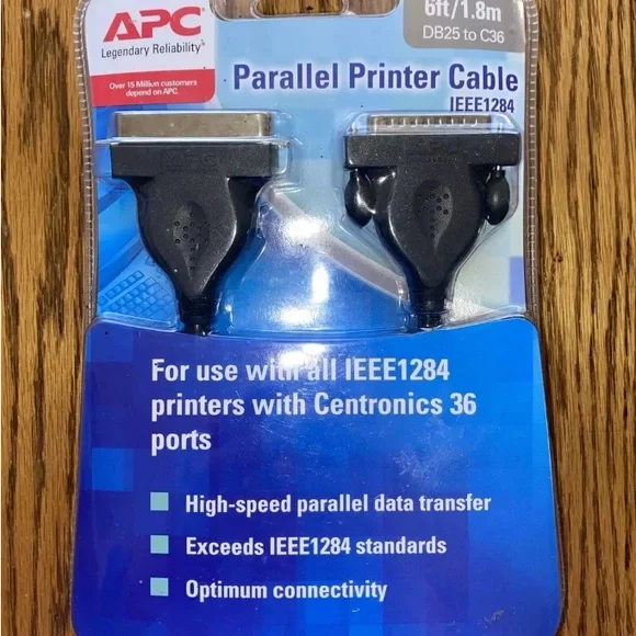 Sealed Box APC IEEE1284 Premium Parallel Printer Cable.  Model 1284-6F-1V.‎