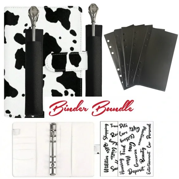 COW PRINT A6 Binder BUNDLE, Cash Envelope Stuffing Method