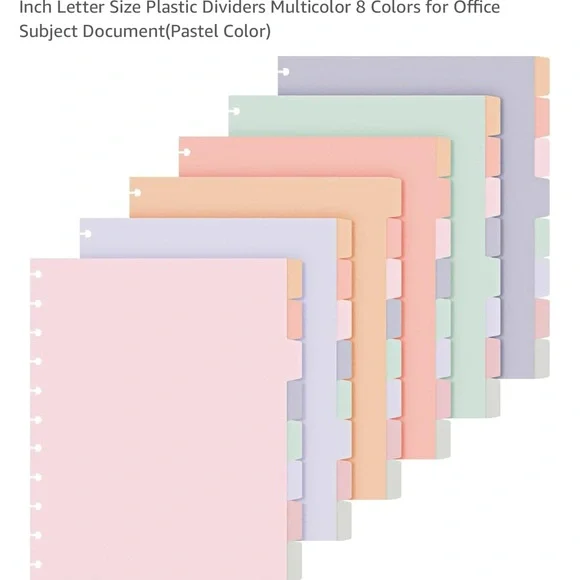 Multicolor Plastic Dividers for Home Office 6 pack
