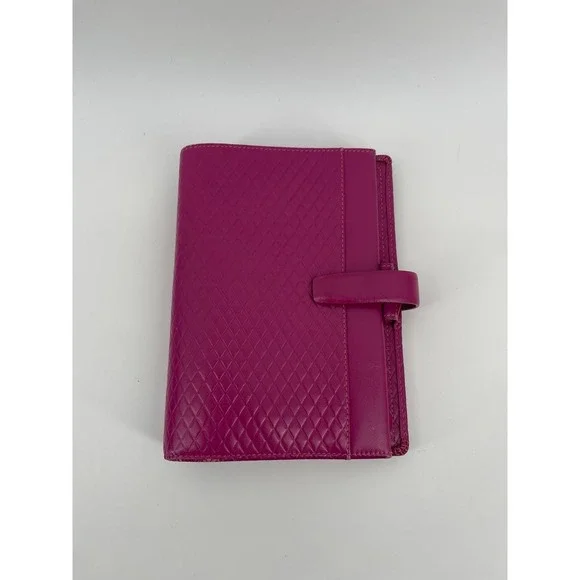 Filofax Personal Adelphi Deluxe Pink Leather Planner Organizer Binder Snap