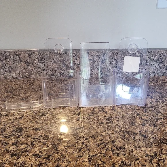 Lot of 3 clear acrylic pamphlet stands used