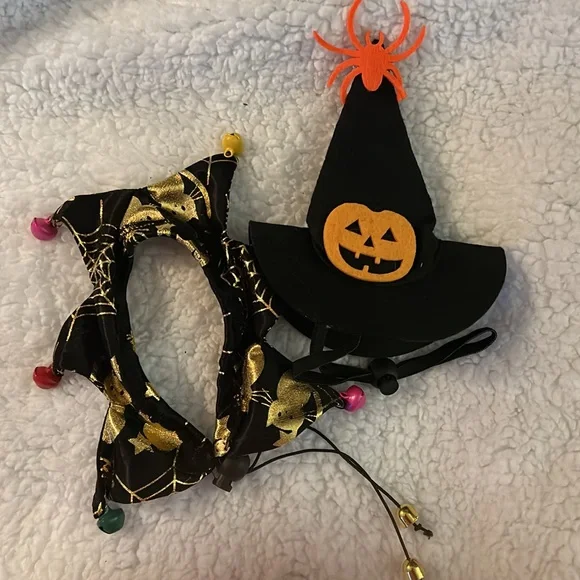 Halloween cat collar and hat , adjustable, bells