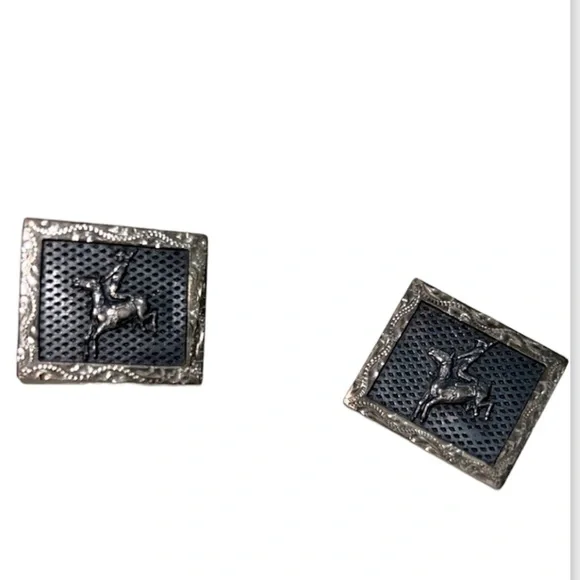 VINTAGE CUFF LINKS STAMPED “STERLING” SILVER WESTERN BRONCO HORSE