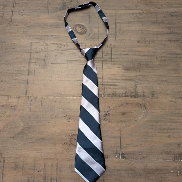Boys Preppy Striped Black and Silver Necktie