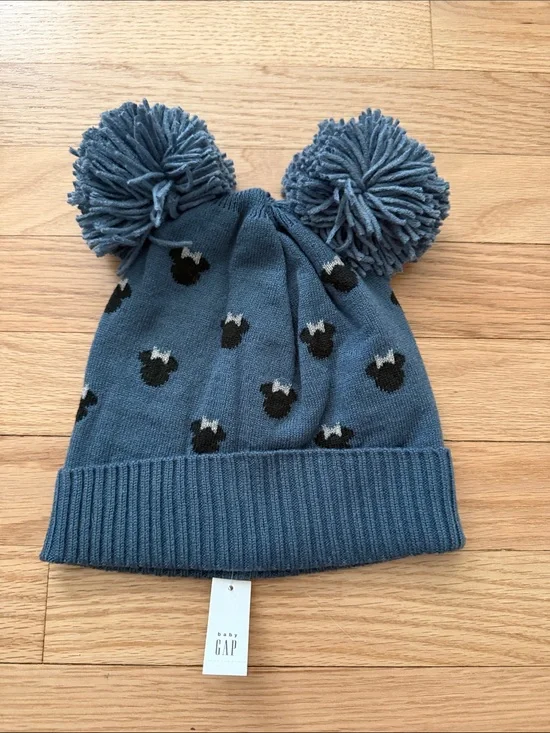 GAP Disney size S/M Blue Double Pom Kids Knit Hat