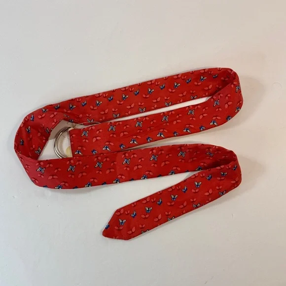 Vintage Old Navy Size L 43 inch 100% Silk Butterfly Belt, With Tag No Flaws Y2K