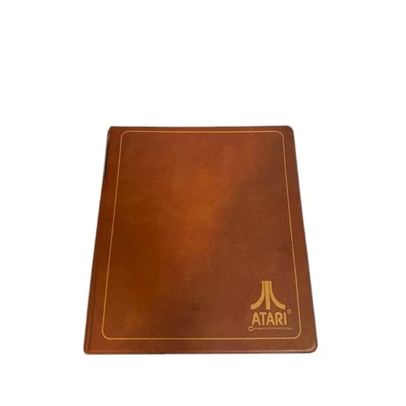 Atari Faux Leather Tan Portfolio Folder Game Holder Case With 4 Games VTG