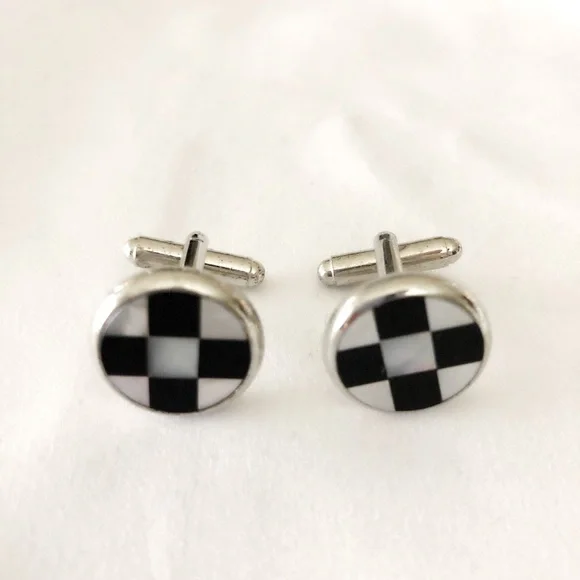 Black Onyx Mother of Pearl Stainless Cufflinks NWOT