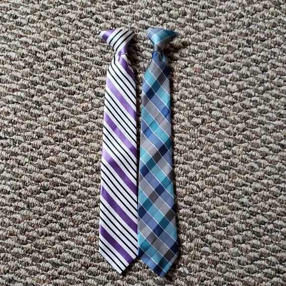 Two boys clip on ties