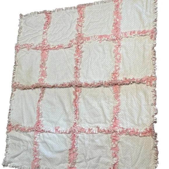 Handmade Pink Rag Quilt Baby‎ Blanket — Brand New