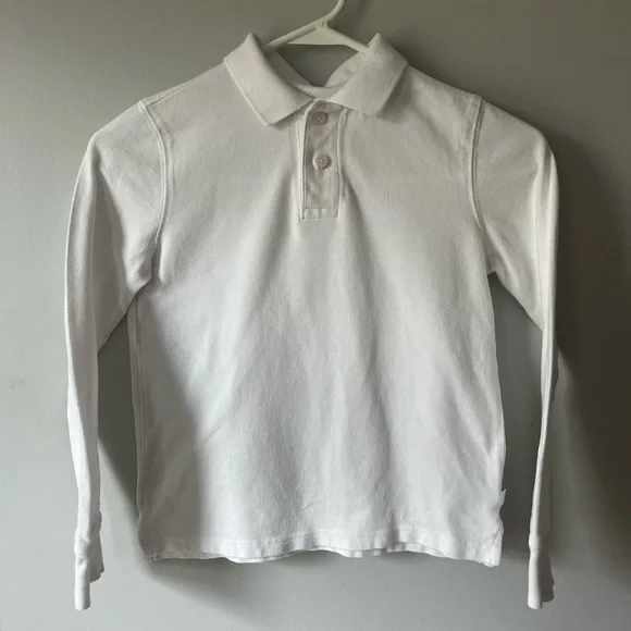 GAP kids Medium White Longs Sleeve Polo Shirt