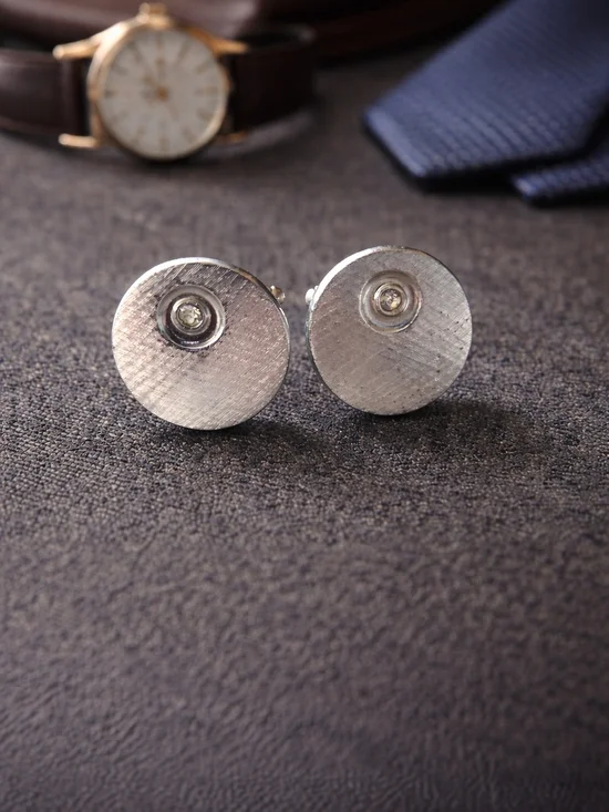 Men’s Silver-Tone Cufflinks – Classic Round