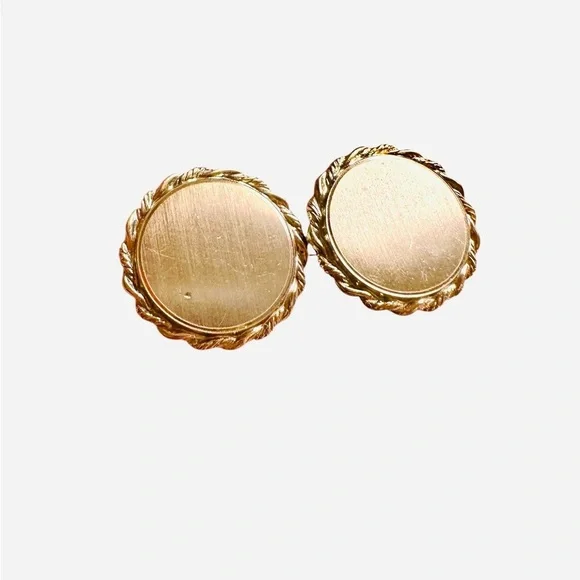 Vintage Gold Tone Twisted Rope Circles Anson Cufflinks Hand Engrave