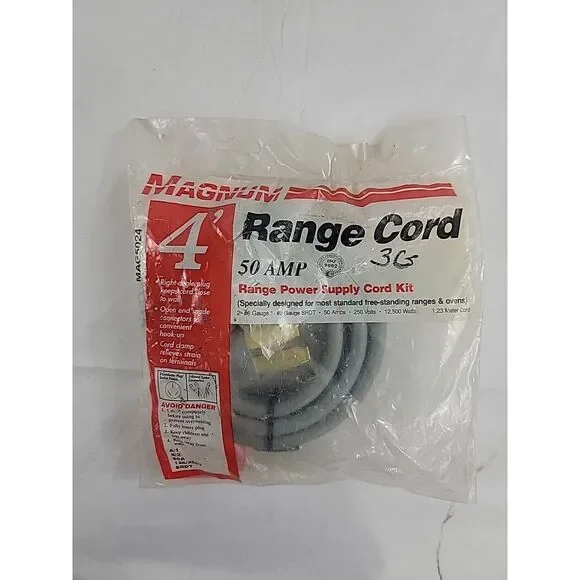 New Magnum 50 amp 4' Range‎ Power Supply Cord Kit, MAG5024.