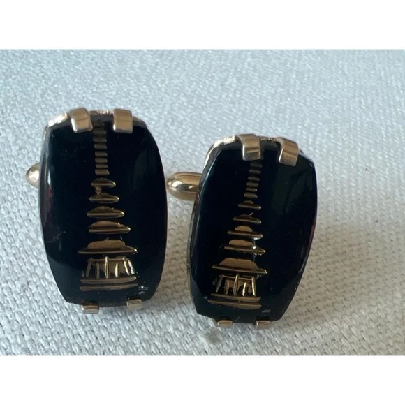 Vintage Swank Pagoda Cufflinks - Eiffel Tower