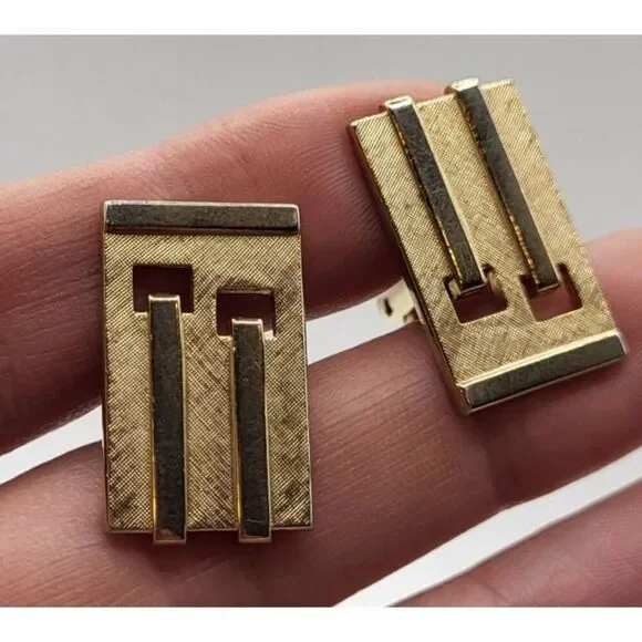 Vintage 1960's Swank Art Deco Cuff Links 0.75in