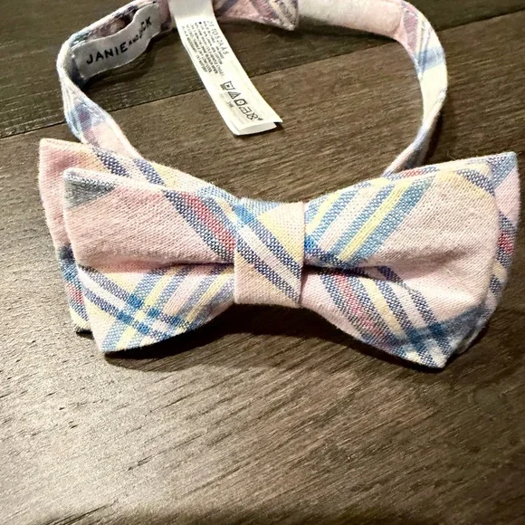 Janie and Jack Pink Plaid Bow Tie Headband