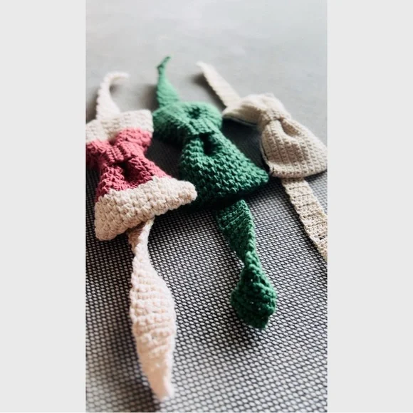 Knitted BowTies - Green, Pink, Cream