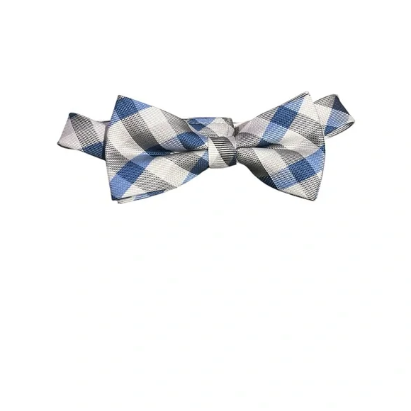 Stylish Blue and Gray Checkered Bow Tie