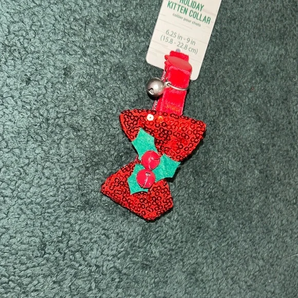 Merry & Bright Red Sequin Bow Holiday Kitten Collar
