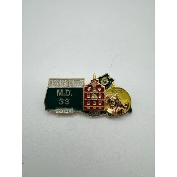 Lions Club Pin - Massachusetts Taipei -‎ M.D. 33 - 1987