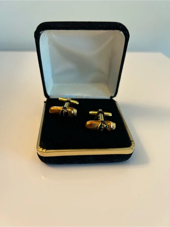 Vintage Cigar Gold Cufflinks