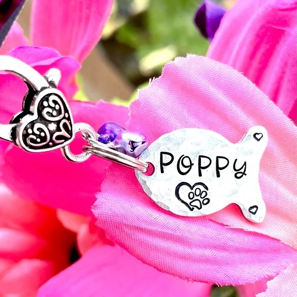 Cat ID Tag- Hand stamped Cat Tag - Cat Gift - Cat ID