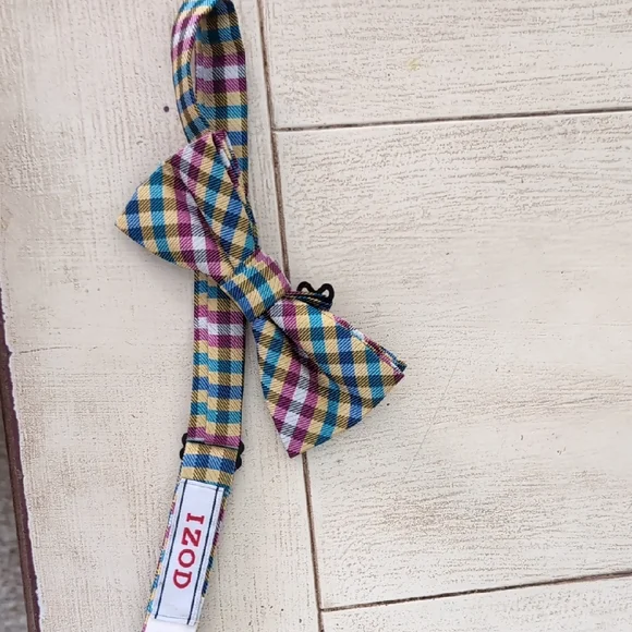Izod Kids Plaid Bow Tie in Blue, Yellow, and Pink