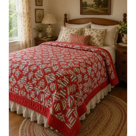 Vintage Handmade Quilt Patchwork 76x76
