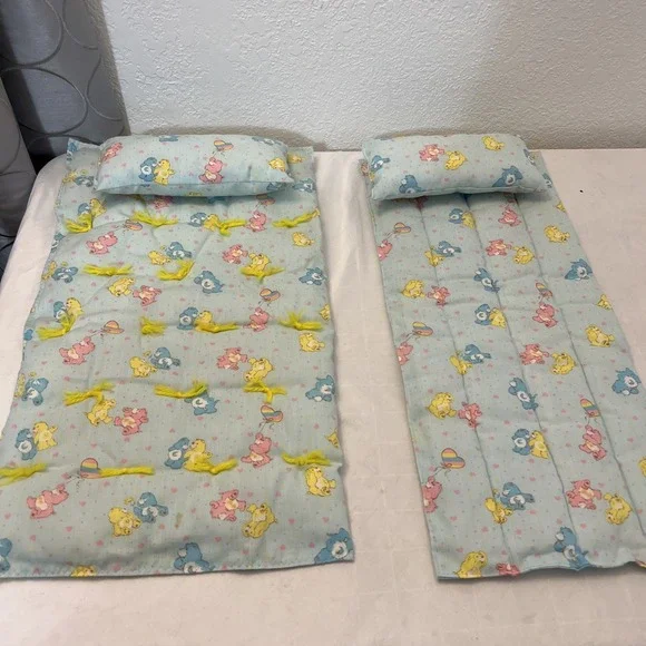 Care Bears Handmade Baby Doll Quilts Pillows Vintage 1980's Blue‎ Heart Balloon