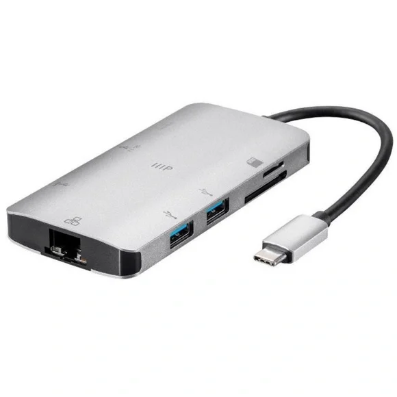 NWT Monoprice USB-C To HDMI Adapter Aluminum Gigabit Ethernet