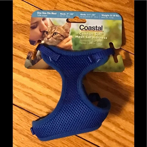 New Coastal Soft Mesh Cat Harness One Size Fits Most Royal Blue