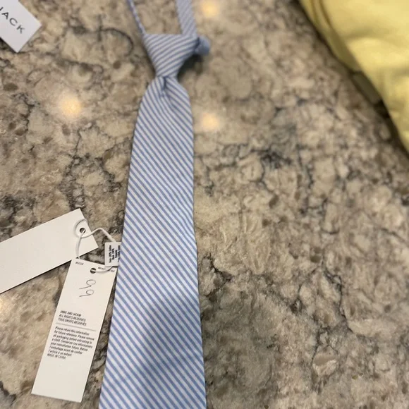 Janie and Jack Light Blue and White Striped Tie