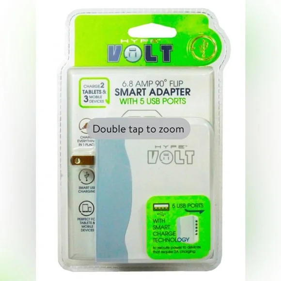 Hype 5 Port Compact Travel USB Charging Station Folding Adapter Wall Charger